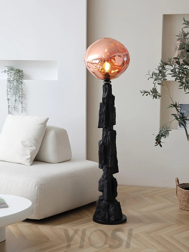 Lava Floor Lamp with Charcoal Color - Black  & Rose gold, Lava-1-Yiosilamp