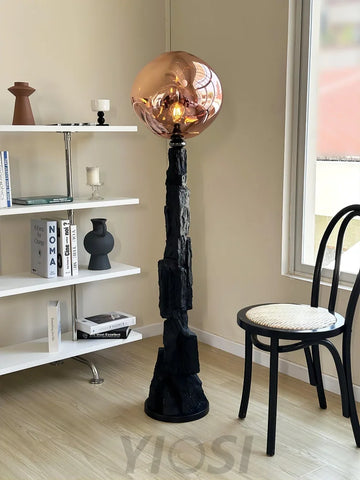 Lava Floor Lamp with Charcoal Color - Black  & Rose gold, Lava-1-Yiosilamp