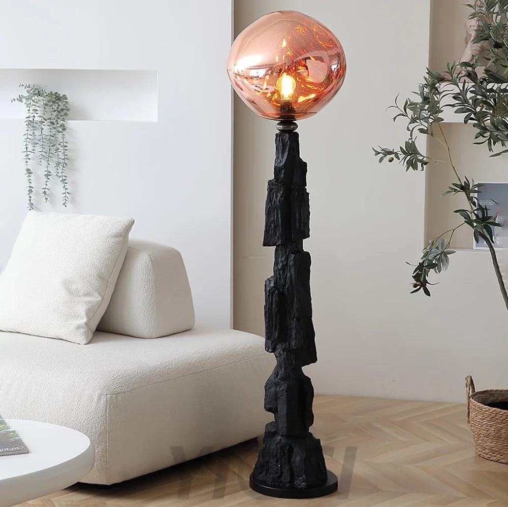 Lava Floor Lamp with Charcoal Color - Black  & Rose gold, Lava-1-Yiosilamp