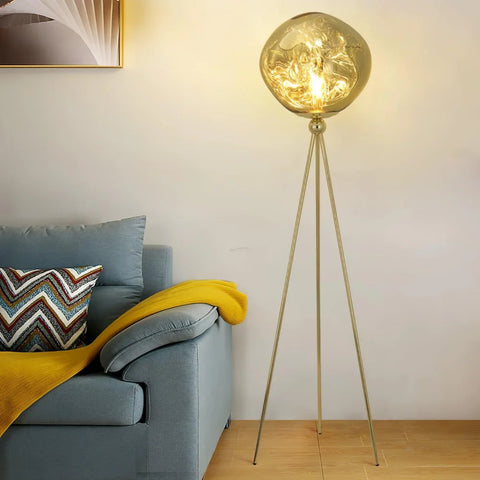 Lava Floor Lamp with Tripod - Charles, Gold & Gold, Lava, Rose Gold & Gold, Silver & Black, Smoke grey & Black-1-Yiosilamp