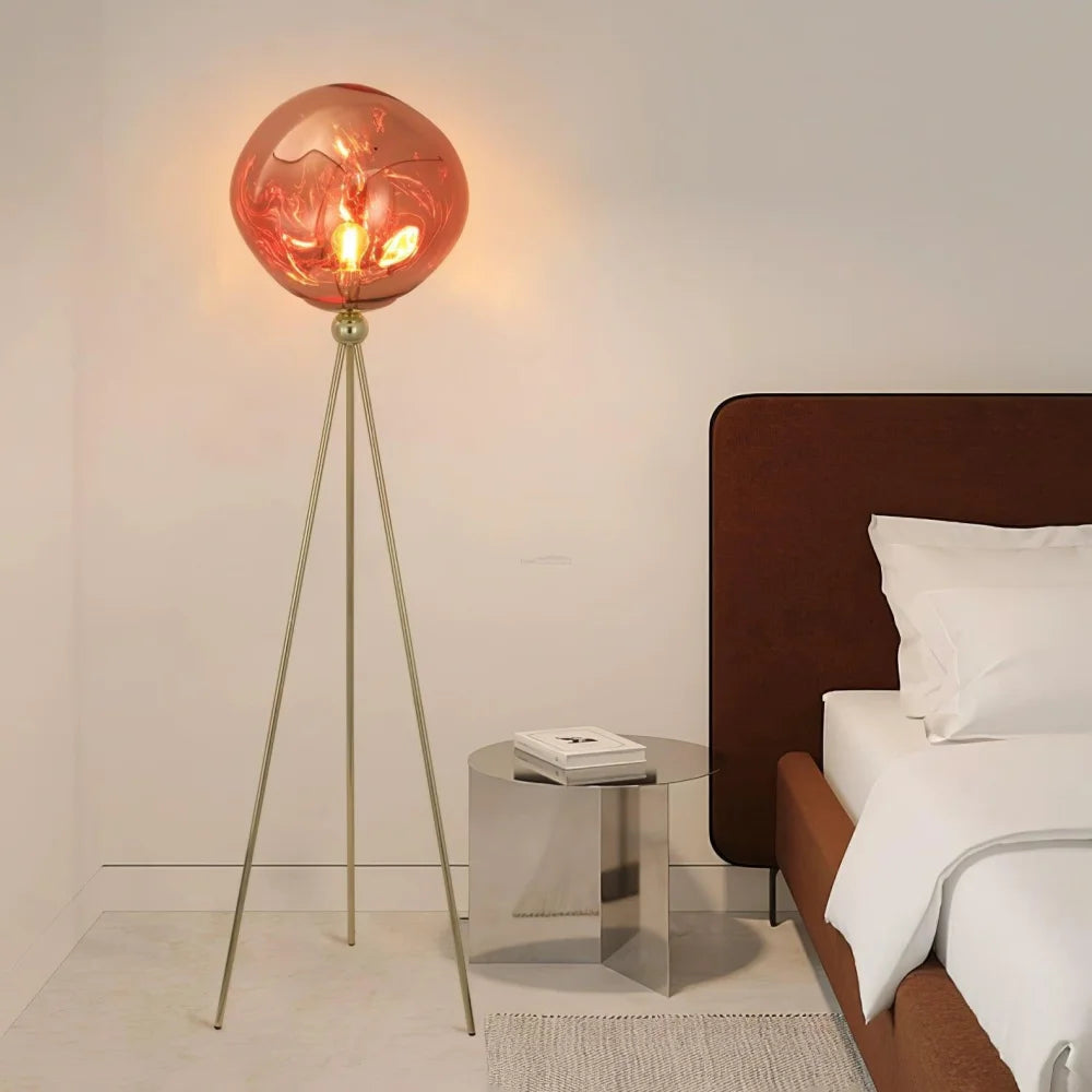 Lava Floor Lamp with Tripod - Charles, Gold & Gold, Lava, Rose Gold & Gold, Silver & Black, Smoke grey & Black-1-Yiosilamp