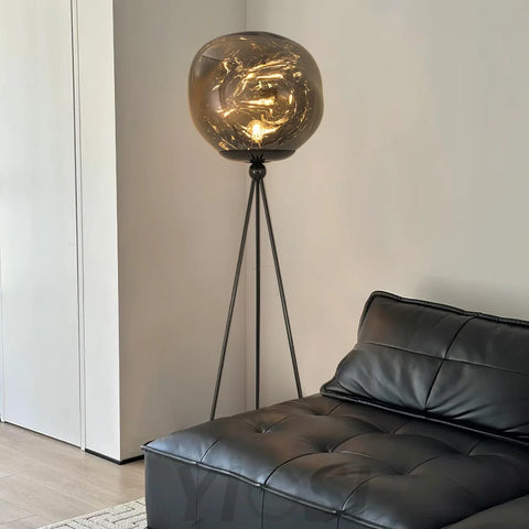 Lava Floor Lamp with Tripod - Charles, Gold & Gold, Lava, Rose Gold & Gold, Silver & Black, Smoke grey & Black-1-Yiosilamp