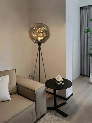 Lava Floor Lamp with Tripod - Charles, Gold & Gold, Lava, Rose Gold & Gold, Silver & Black, Smoke grey & Black-1-Yiosilamp