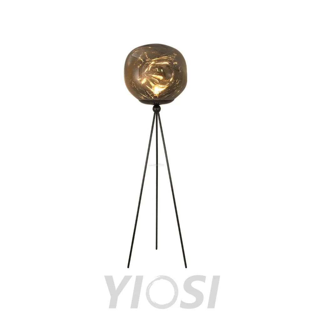 Lava Floor Lamp with Tripod - Charles, Gold & Gold, Lava, Rose Gold & Gold, Silver & Black, Smoke grey & Black-1-Yiosilamp