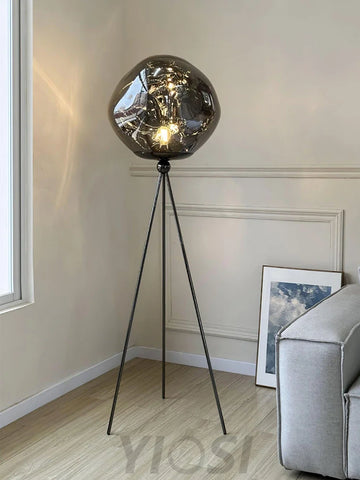 Lava Floor Lamp with Tripod - Charles, Gold & Gold, Lava, Rose Gold & Gold, Silver & Black, Smoke grey & Black-1-Yiosilamp