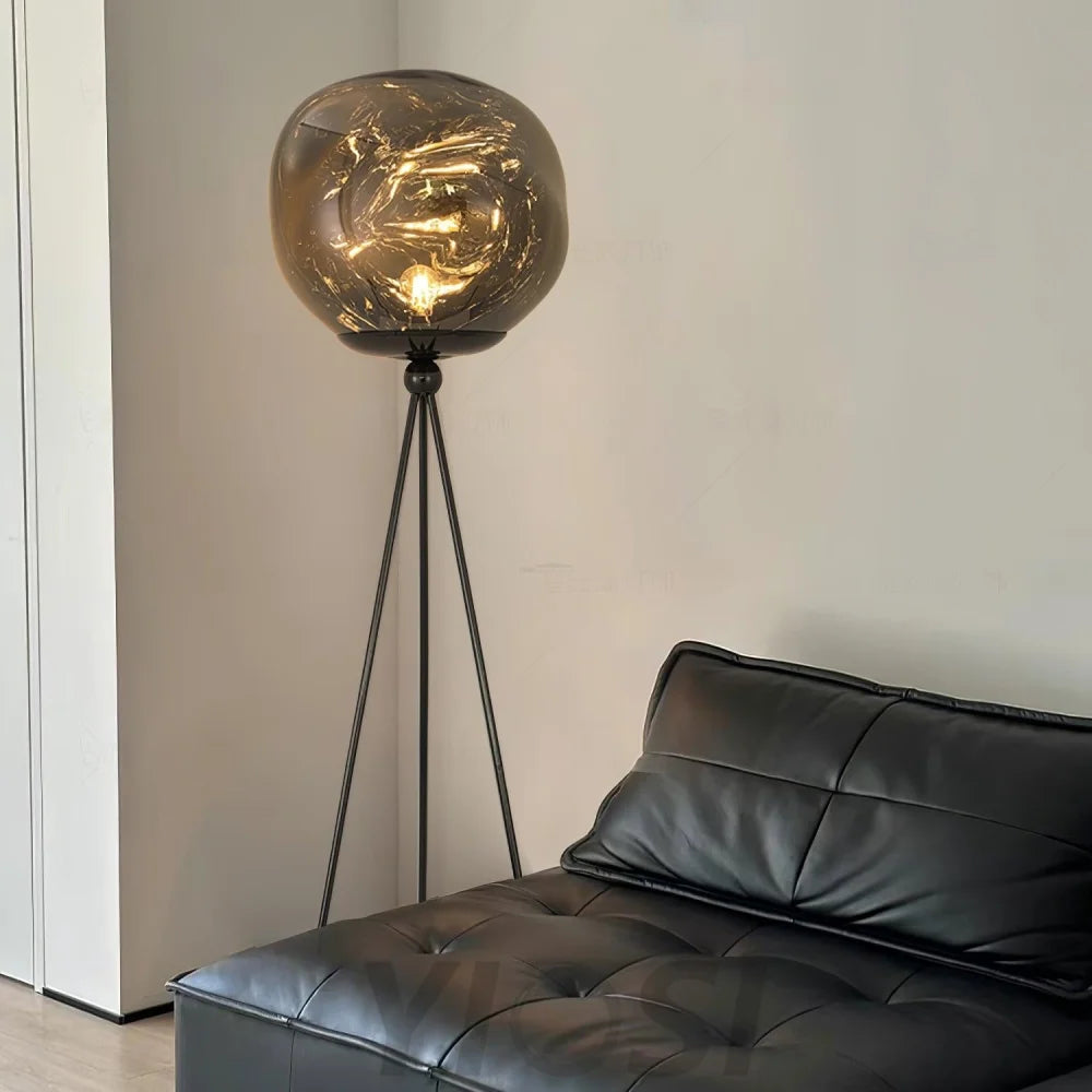 Lava Floor Lamp with Tripod - Charles, Gold & Gold, Lava, Rose Gold & Gold, Silver & Black, Smoke grey & Black-1-Yiosilamp