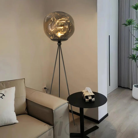 Lava Floor Lamp with Tripod - Charles, Gold & Gold, Lava, Rose Gold & Gold, Silver & Black, Smoke grey & Black-1-Yiosilamp