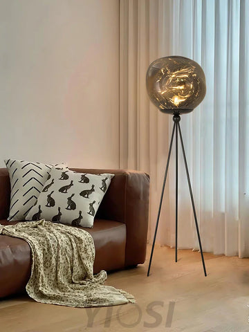 Lava Floor Lamp with Tripod - Charles, Gold & Gold, Lava, Rose Gold & Gold, Silver & Black, Smoke grey & Black-1-Yiosilamp