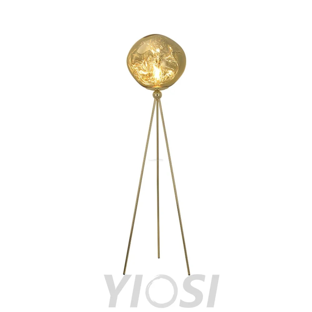 Lava Floor Lamp with Tripod - Charles, Gold & Gold, Lava, Rose Gold & Gold, Silver & Black, Smoke grey & Black-1-Yiosilamp