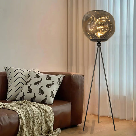 Lava Floor Lamp with Tripod - Charles, Gold & Gold, Lava, Rose Gold & Gold, Silver & Black, Smoke grey & Black-1-Yiosilamp