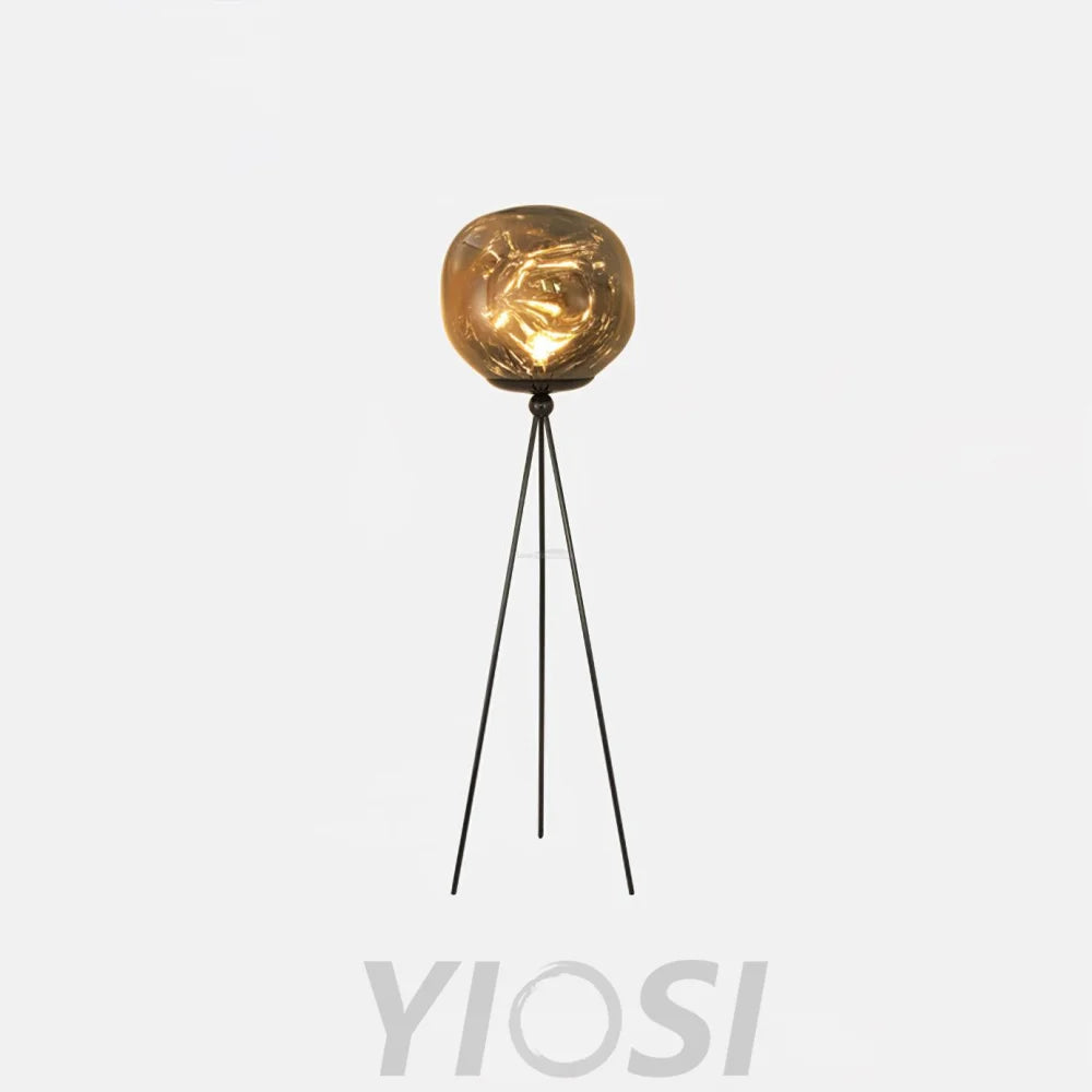 Lava Floor Lamp with Tripod - Charles, Gold & Gold, Lava, Rose Gold & Gold, Silver & Black, Smoke grey & Black-1-Yiosilamp