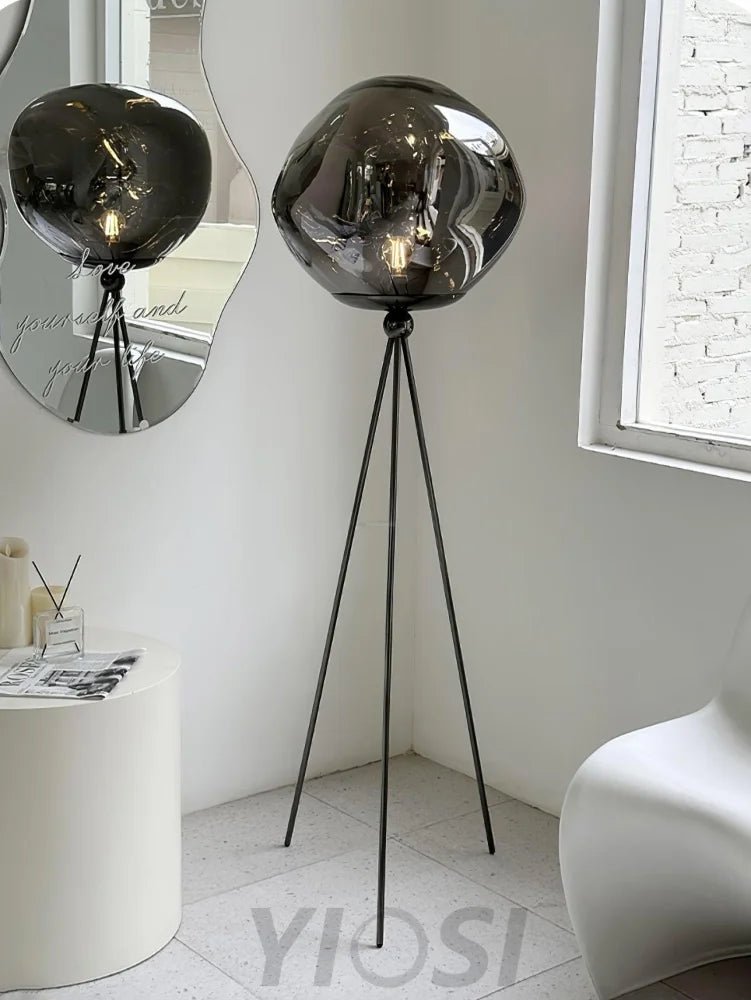 Lava Floor Lamp with Tripod - Charles, Gold & Gold, Lava, Rose Gold & Gold, Silver & Black, Smoke grey & Black-1-Yiosilamp