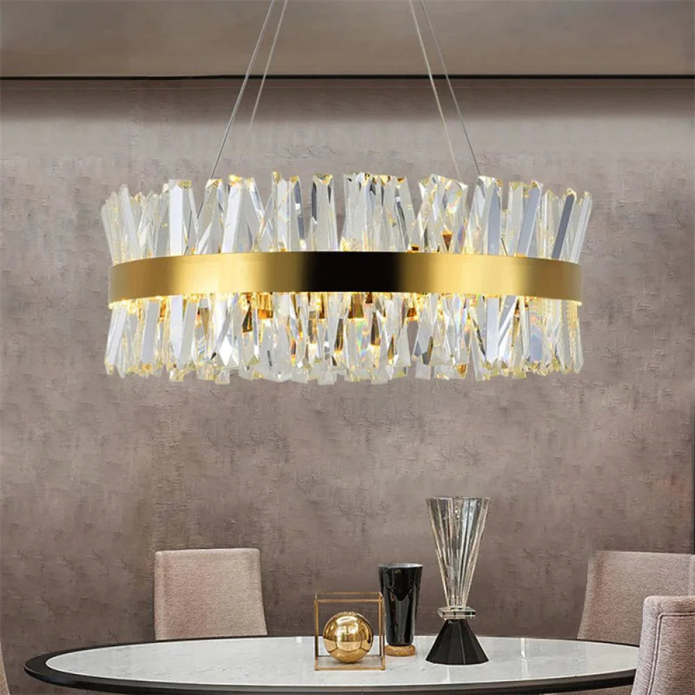 Lavena Modern Round Crystal Chandelier For Dining Room Diameter 31’’ / Gold