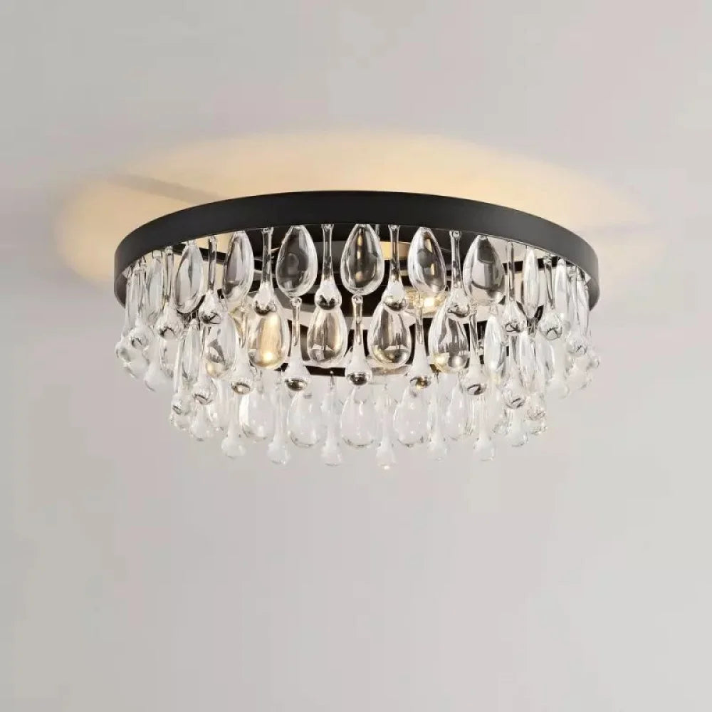 Lavinia Handmade Art Crystal Glass Clarissa Modern Flush Mount Black