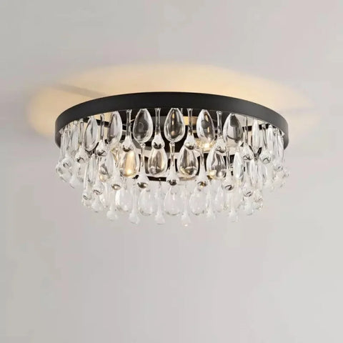 Lavinia Handmade Art Crystal Glass Clarissa Modern Flush Mount Black