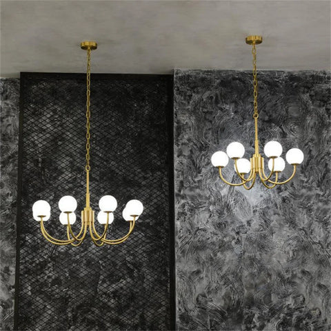 Lenny Modern Alabaster Chandelier Pendant Brass