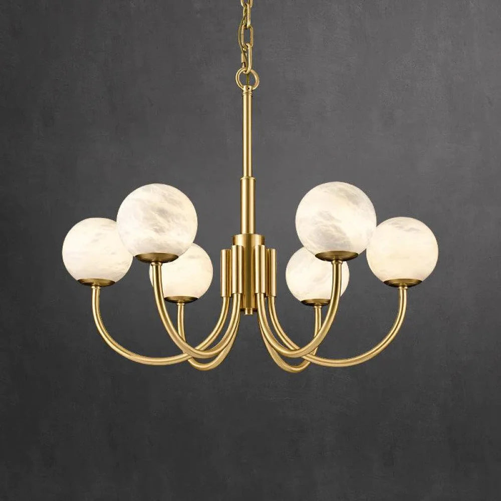 Lenny Modern Alabaster Chandelier Pendant Brass 25.6’’ D