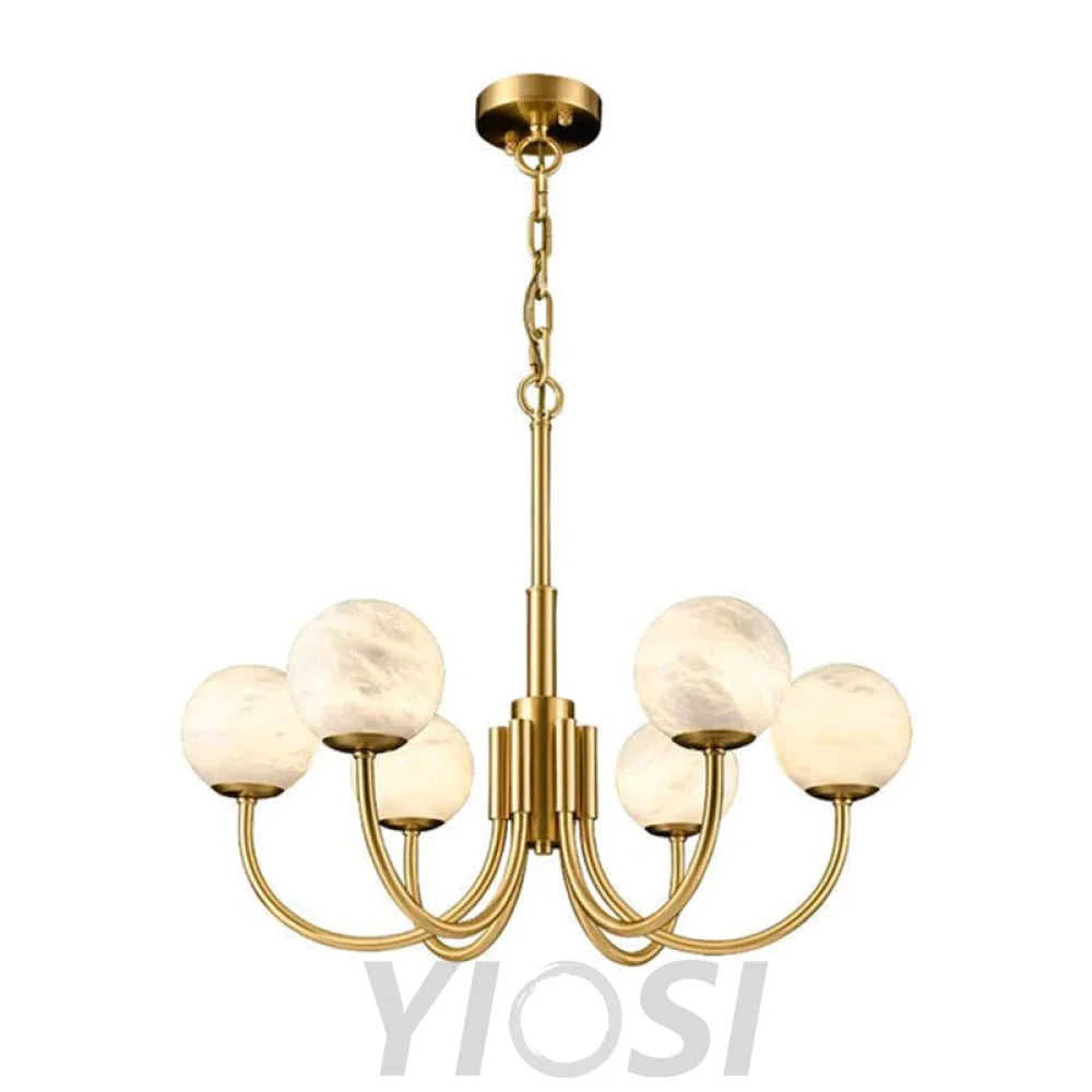 Lenny Modern Alabaster Chandelier Pendant Brass