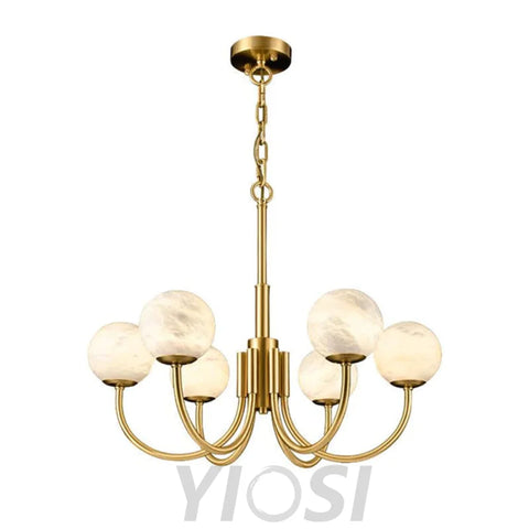 Lenny Modern Alabaster Chandelier Pendant Brass