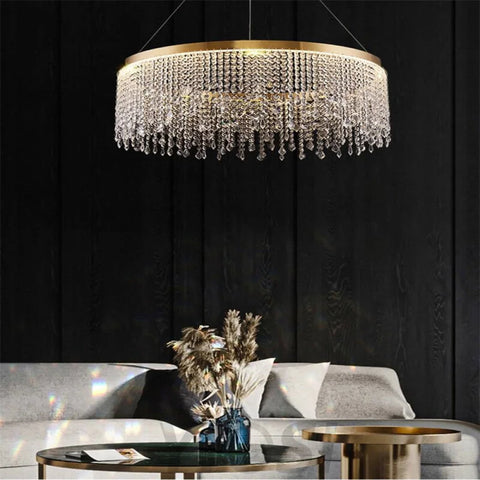 Leslie Modern Crystal Ring Round Chandelier