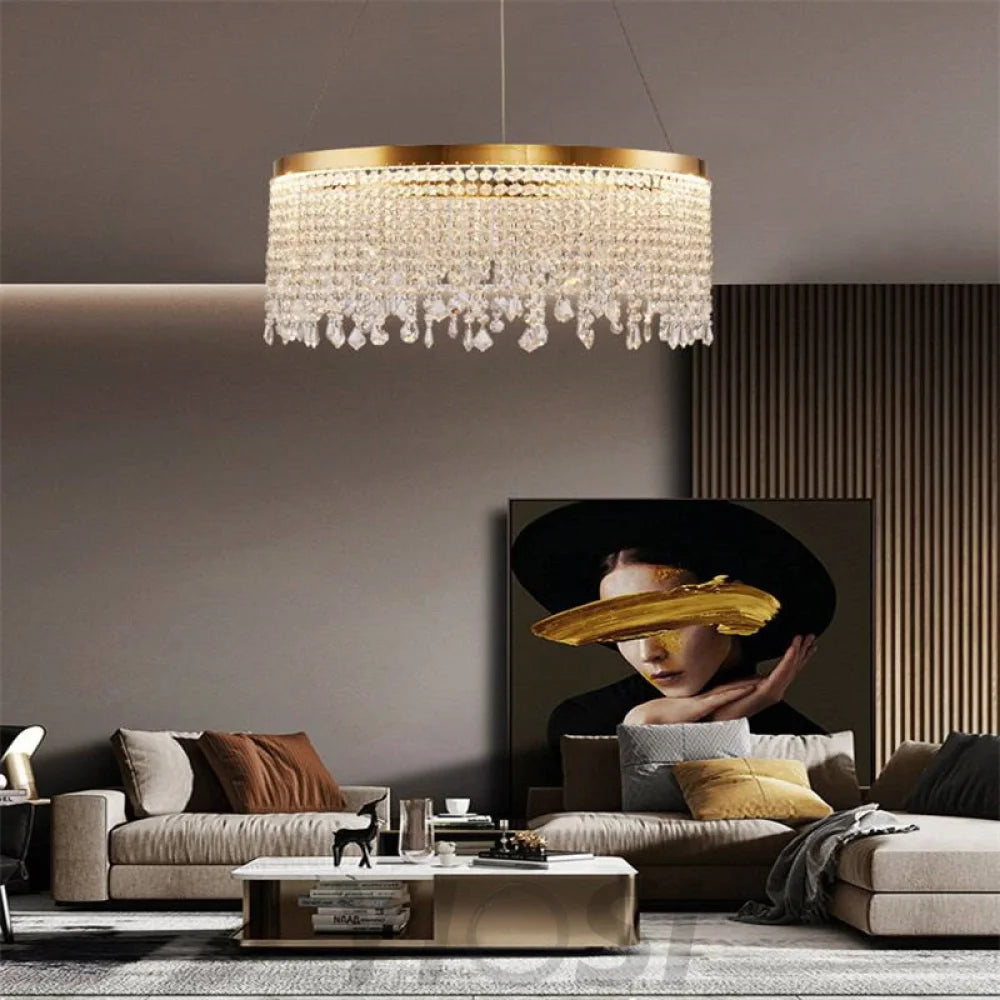 Leslie Modern Crystal Ring Round Chandelier