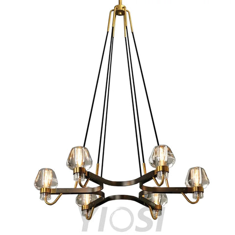 Letitia Brass K9 Crystal Black Chandelier