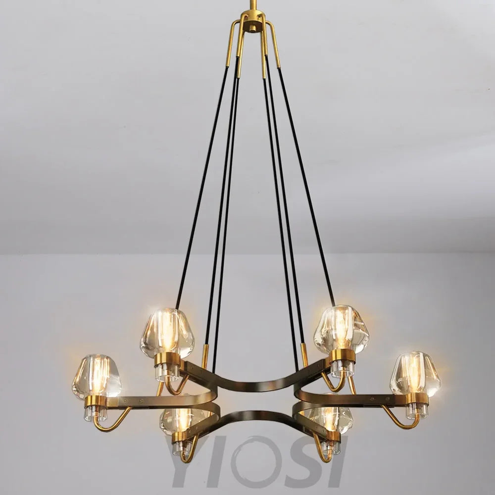 Letitia Brass K9 Crystal Black Chandelier