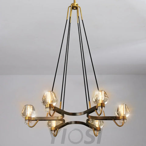 Letitia Brass K9 Crystal Black Chandelier