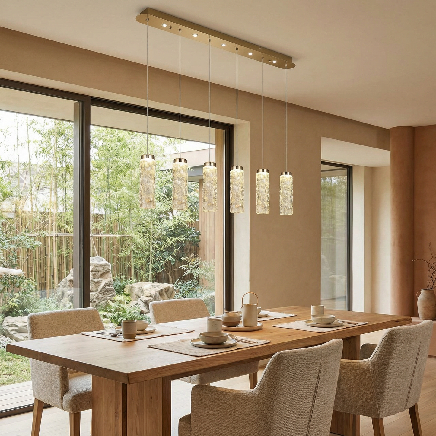 Yiosi Bamboo Rhythm Linear Chandelier - Image 2