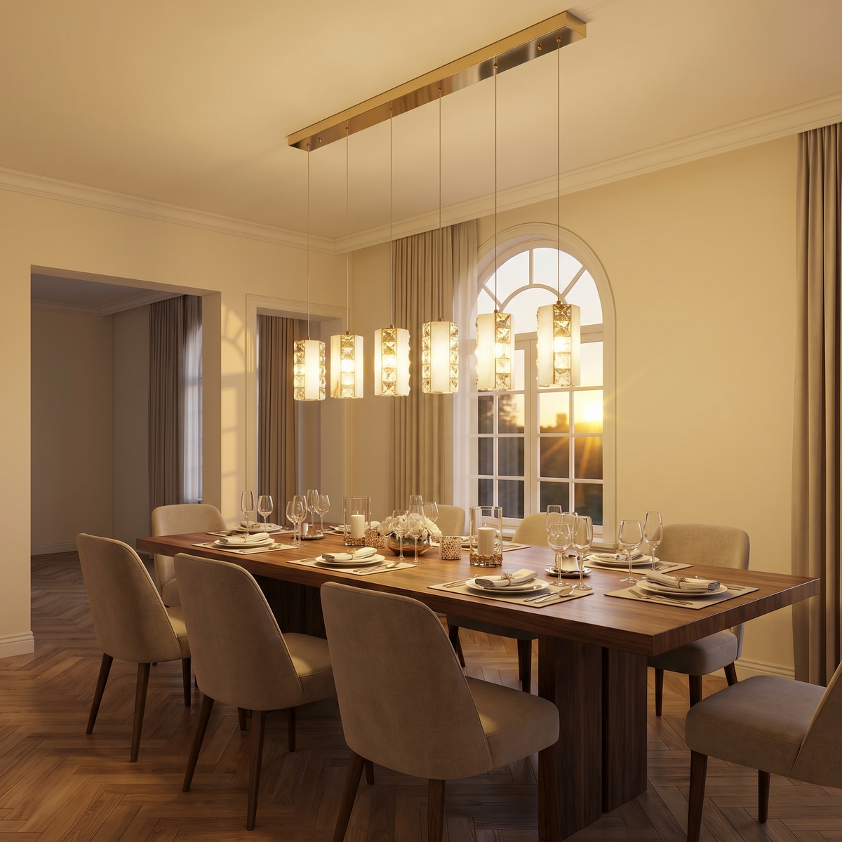 Yiosi Linea Crystal Prism Linear Pendant Light - Image 4