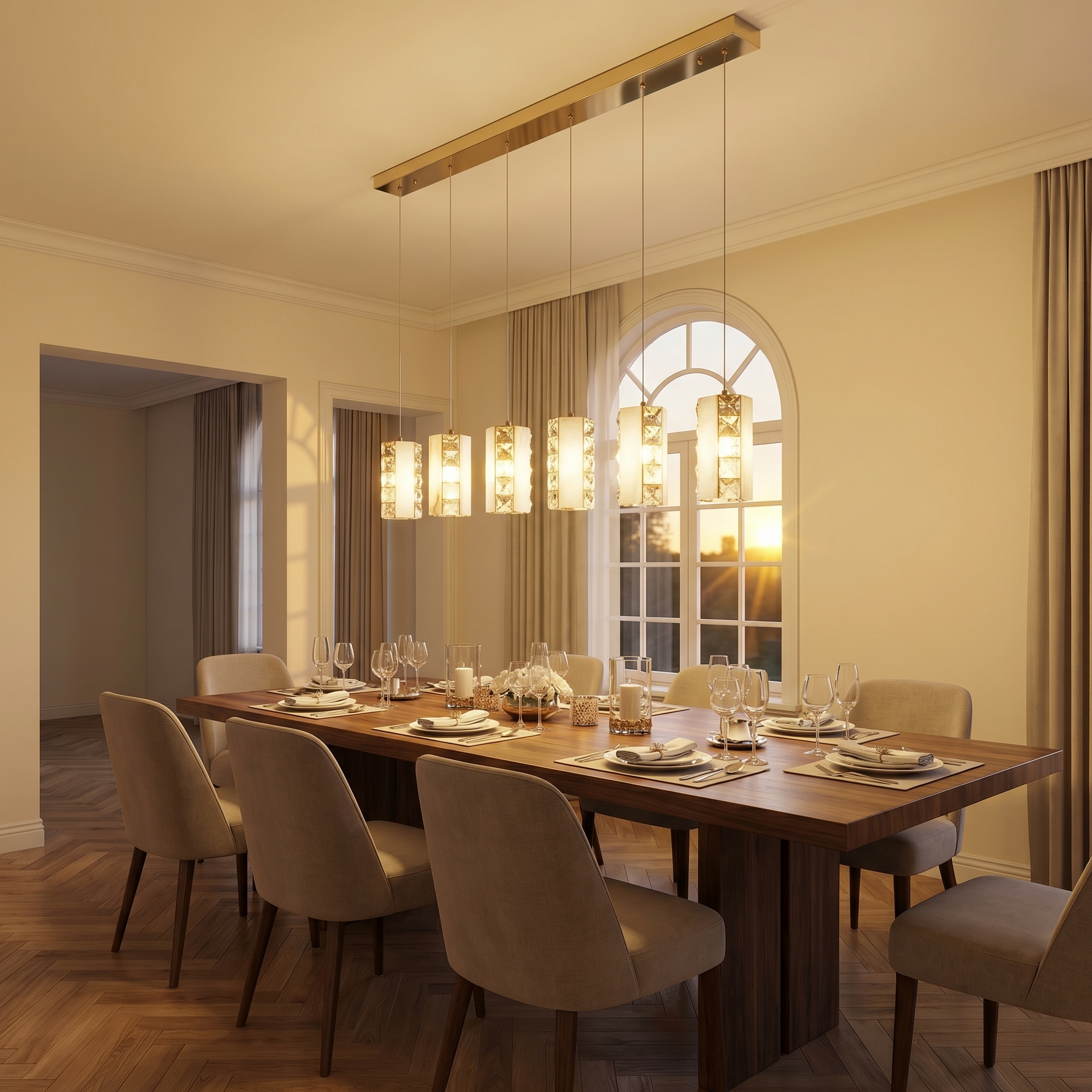 Yiosi Linea Crystal Prism Linear Pendant Light - Image 4