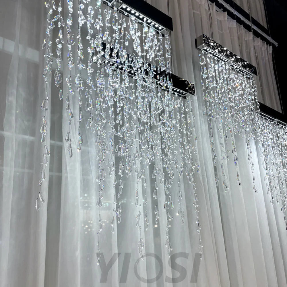 Linear Crystal Curtain Pendant Light Chandelier