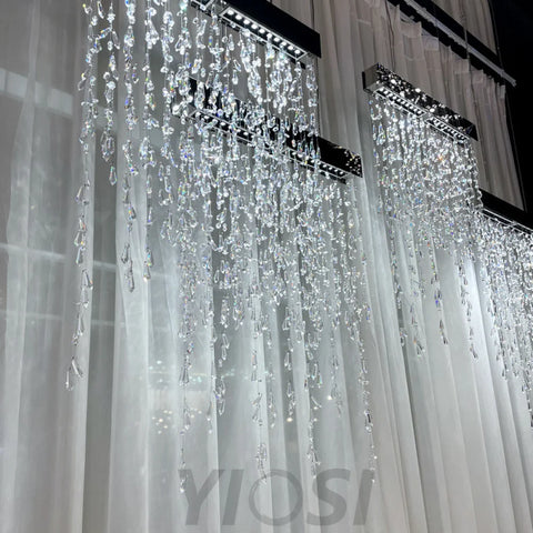 Linear Crystal Curtain Pendant Light Chandelier