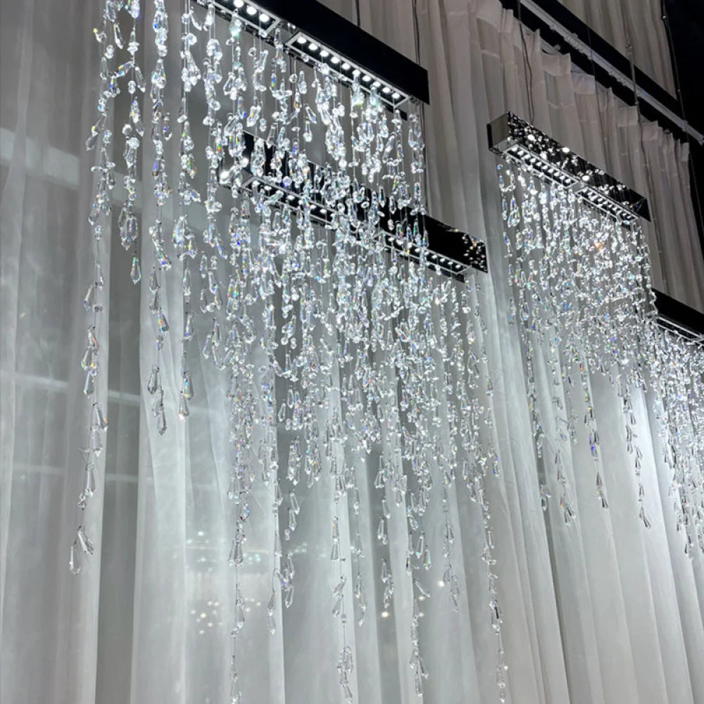 Linear Crystal Curtain Pendant Light Chandelier