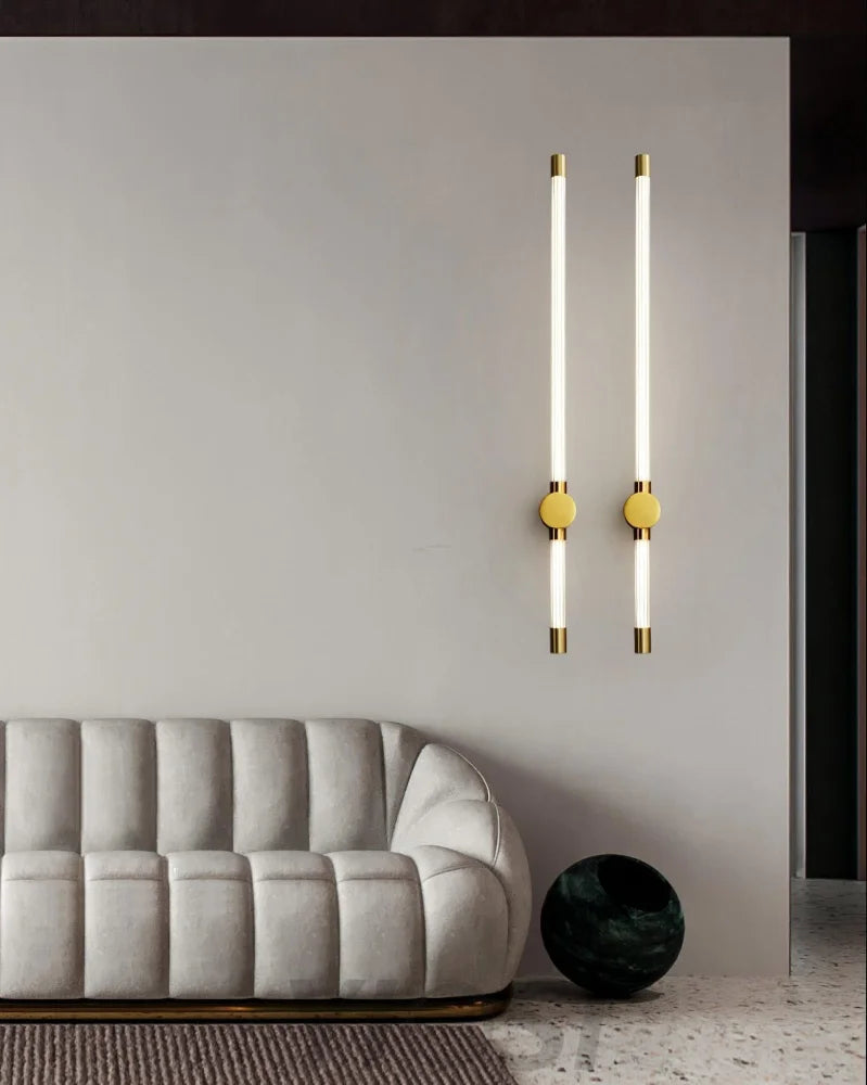 Linear LED Wall Sconce - Black, Brass, Ribbon-1-Yiosilamp