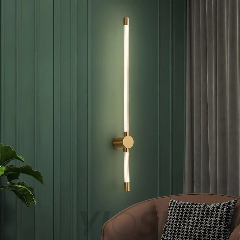 Linear LED Wall Sconce - Black, Brass, Ribbon-1-Yiosilamp