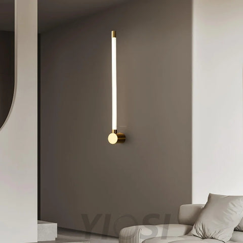 Linear LED Wall Sconce - Black, Brass, Ribbon-1-Yiosilamp