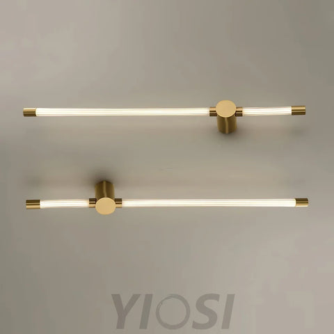 Linear LED Wall Sconce - Black, Brass, Ribbon-1-Yiosilamp