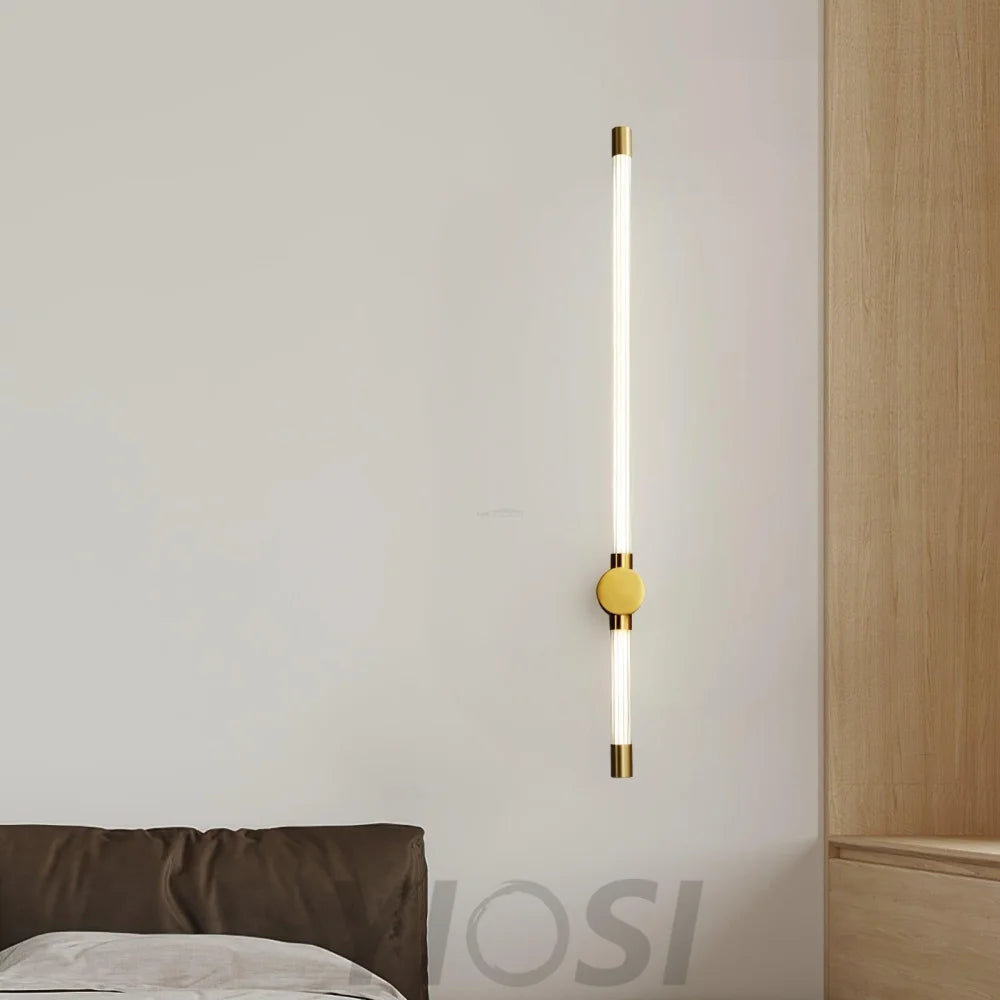 Linear LED Wall Sconce - Black, Brass, Ribbon-1-Yiosilamp