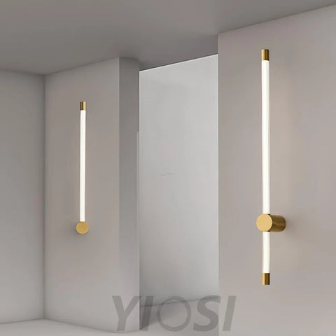 Linear LED Wall Sconce - Black, Brass, Ribbon-1-Yiosilamp