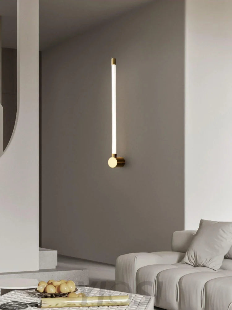 Linear LED Wall Sconce - Black, Brass, Ribbon-1-Yiosilamp