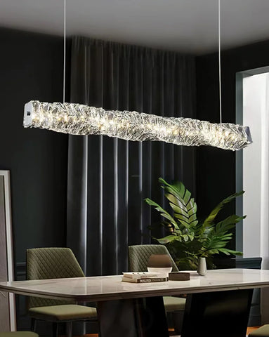 Long Crystal  Linear Pendant Light - Bar-1-Yiosilamp