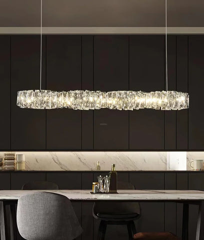 Long Crystal  Linear Pendant Light - Bar-1-Yiosilamp