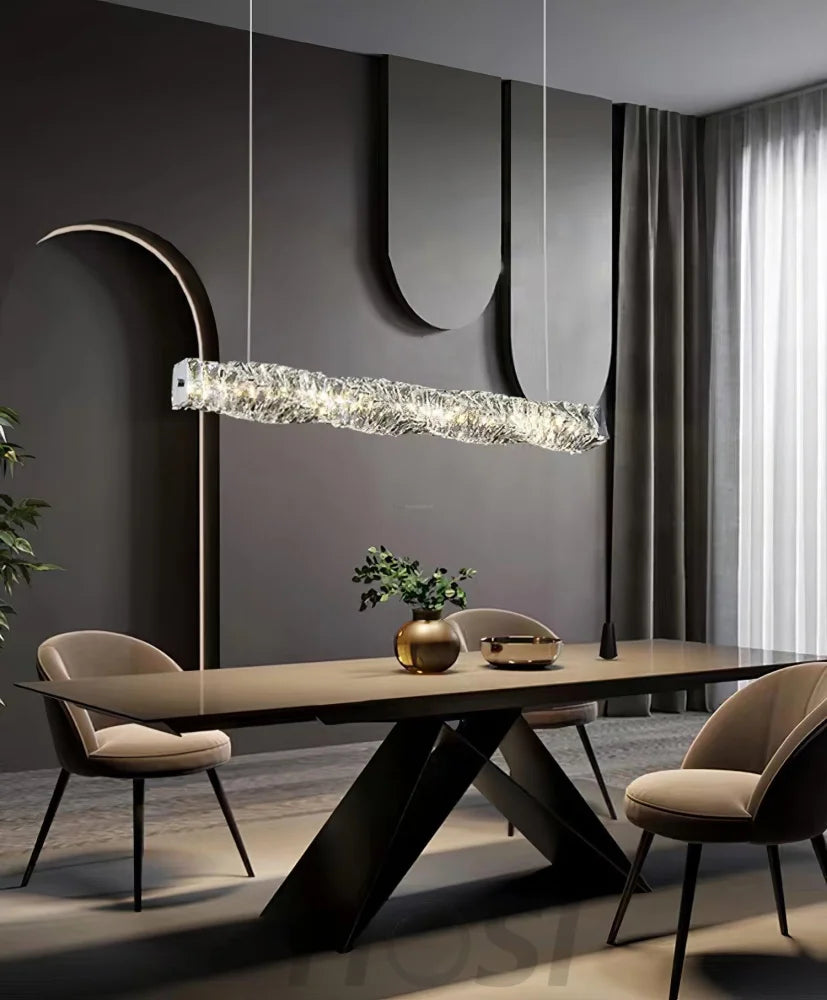 Long Crystal  Linear Pendant Light - Bar-1-Yiosilamp