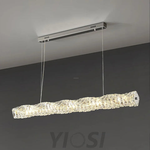 Long Crystal  Linear Pendant Light - Bar-1-Yiosilamp