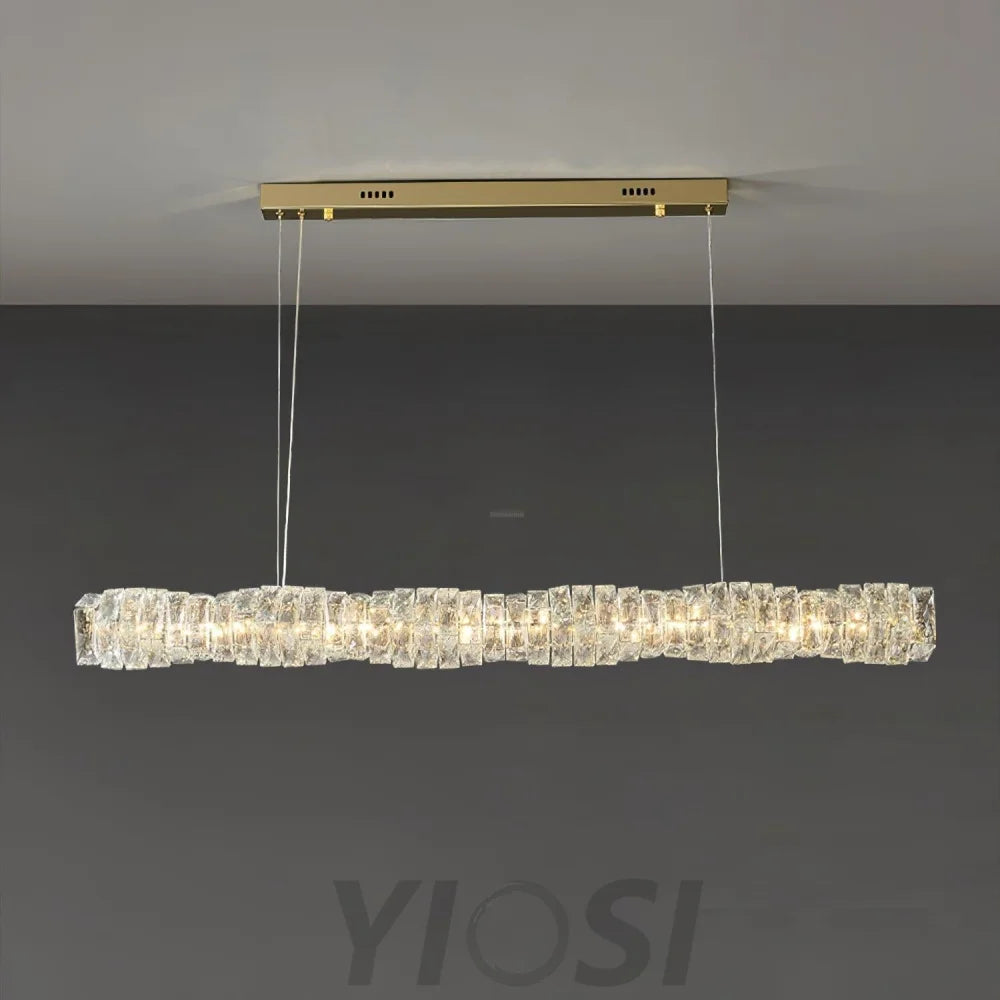 Long Crystal  Linear Pendant Light - Bar-1-Yiosilamp