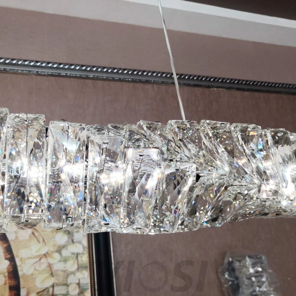 Long Crystal  Linear Pendant Light - Bar-1-Yiosilamp