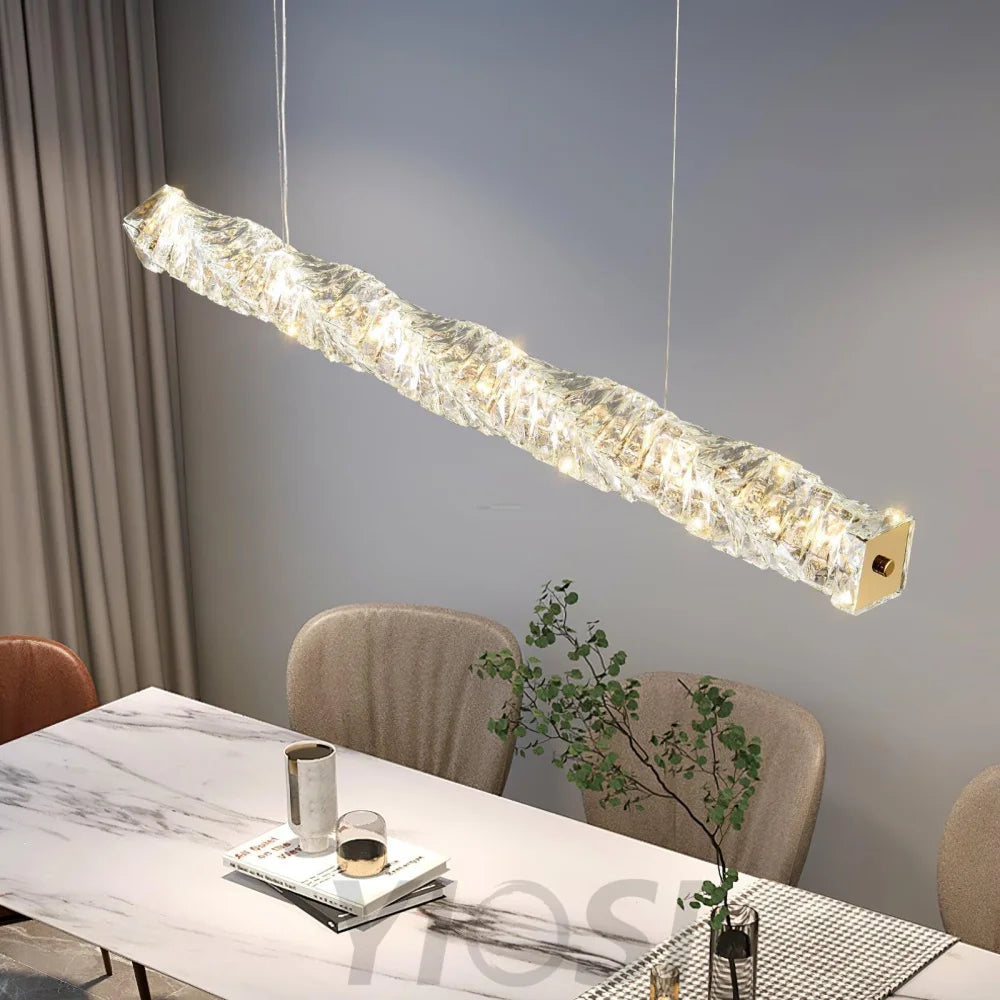 Long Crystal  Linear Pendant Light - Bar-1-Yiosilamp