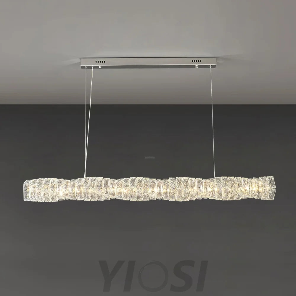 Long Crystal  Linear Pendant Light - Bar-1-Yiosilamp