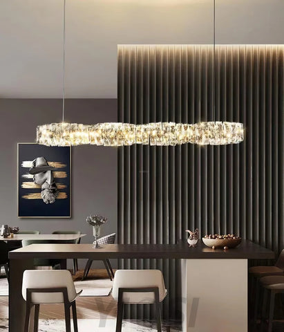 Long Crystal  Linear Pendant Light - Bar-1-Yiosilamp